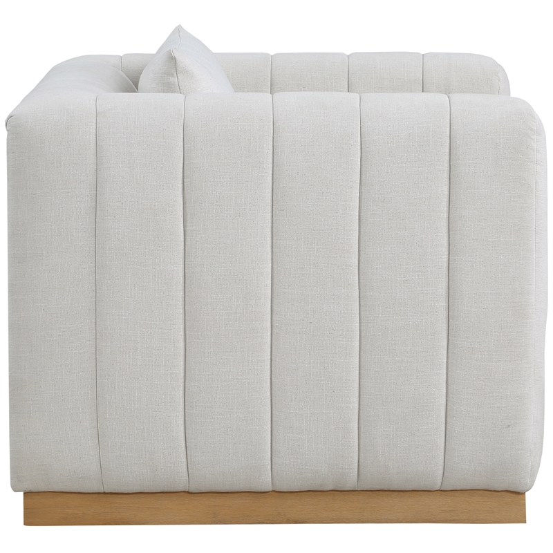 Meridian Furniture Lucia Cream Linen Textured Fabric Chair