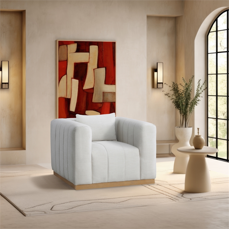 Meridian Furniture Lucia Cream Linen Textured Fabric Chair