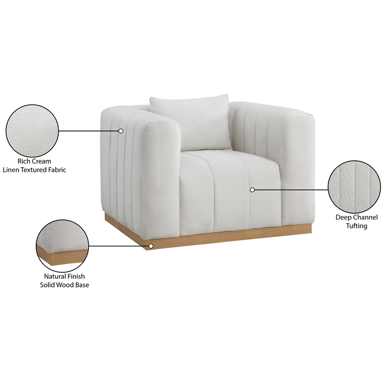 Meridian Furniture Lucia Cream Linen Textured Fabric Chair