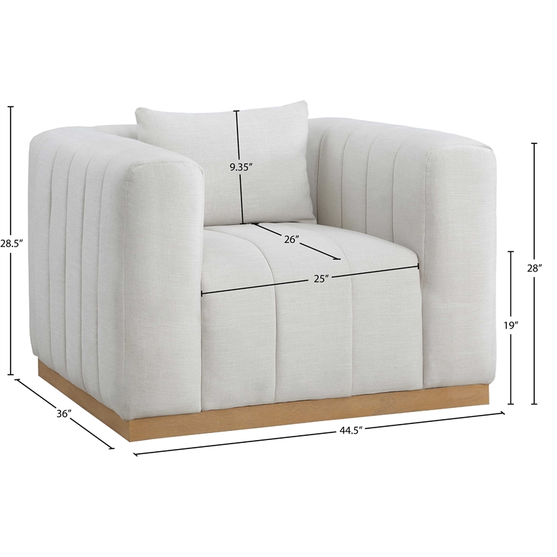 Meridian Furniture Lucia Cream Linen Textured Fabric Chair