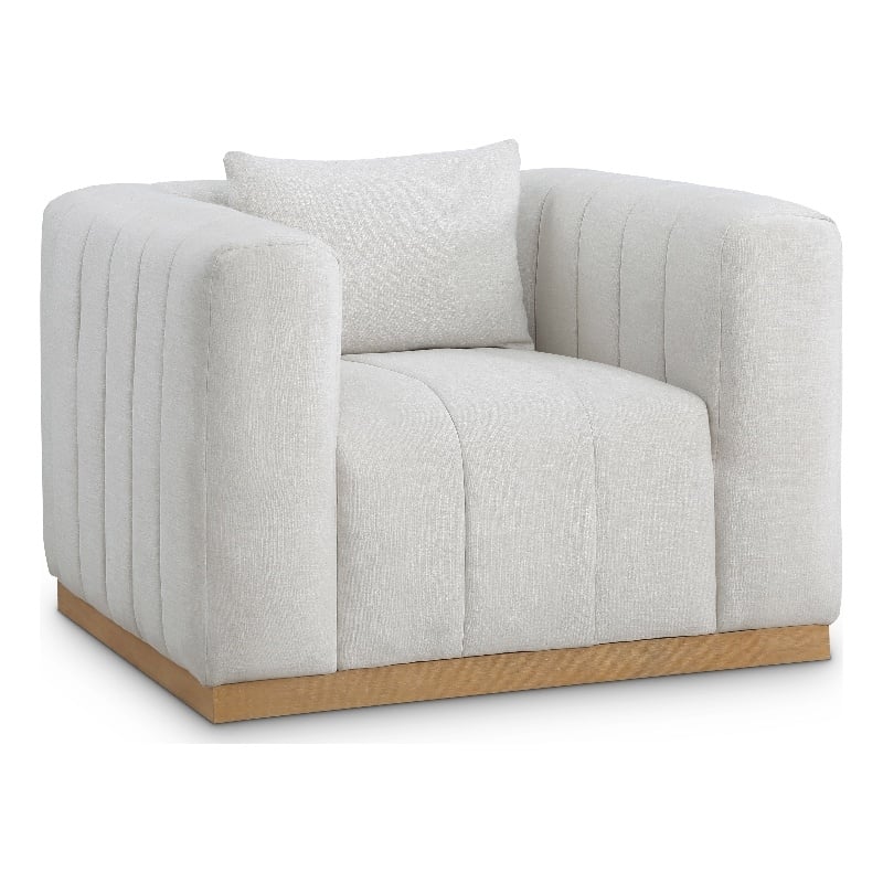 Meridian Furniture Lucia Cream Linen Textured Fabric Chair