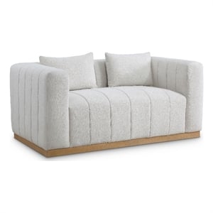 Meridian Furniture Lucia Cream Linen Textured Fabric Loveseat