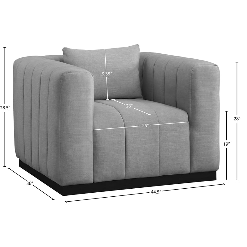 Meridian Furniture Lucia Grey Linen Textured Fabric Chair