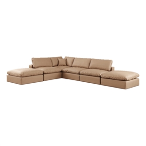 Meridian Furniture Comfy Tan Vegan Leather 6-Pc. Modular Sectional