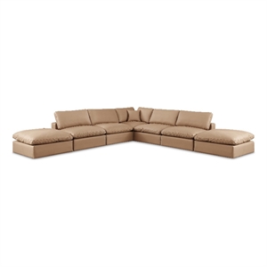 Meridian Furniture Comfy Tan Vegan Leather 7-Pc. Modular Sectional