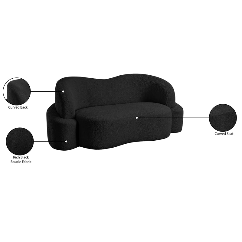 Meridian Furniture Principessa Black Boucle Fabric Loveseat