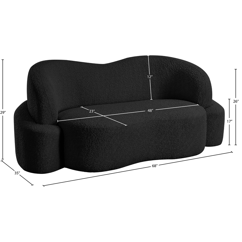 Meridian Furniture Principessa Black Boucle Fabric Loveseat