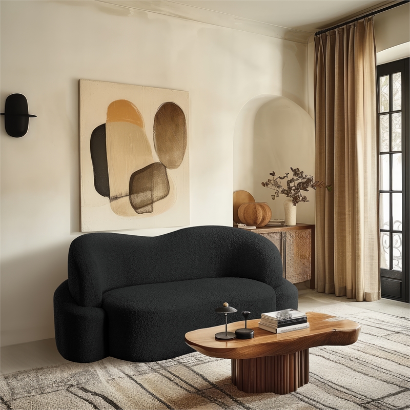 Meridian Furniture Principessa Black Boucle Fabric Loveseat