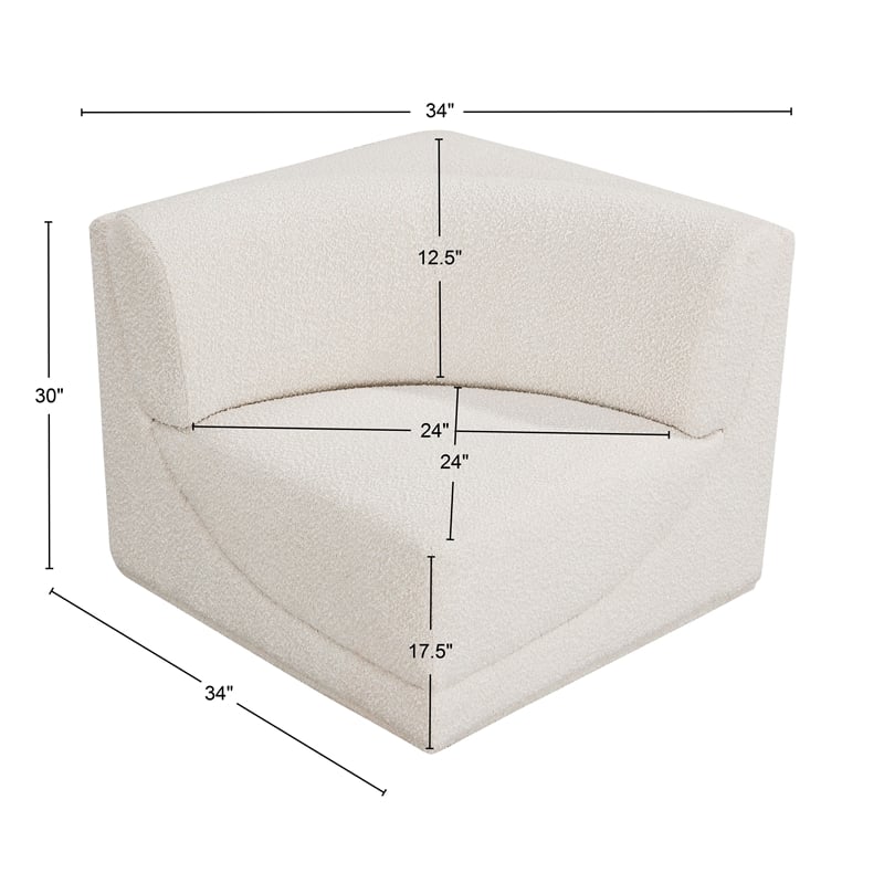 Meridian Furniture Ollie Cream Boucle Fabric Corner