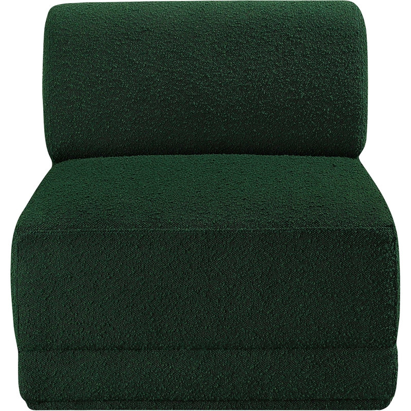 Meridian Furniture Ollie Green Boucle Fabric Armless