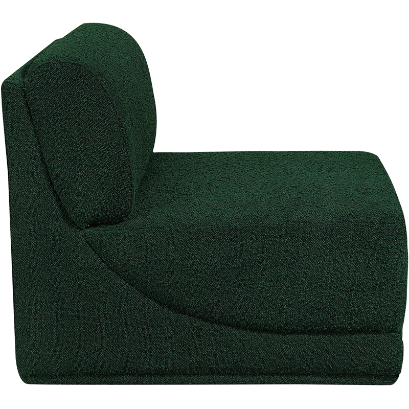 Meridian Furniture Ollie Green Boucle Fabric Armless