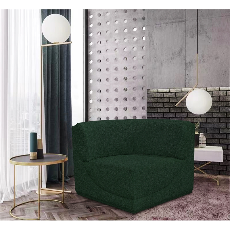Meridian Furniture Ollie Green Boucle Fabric Corner