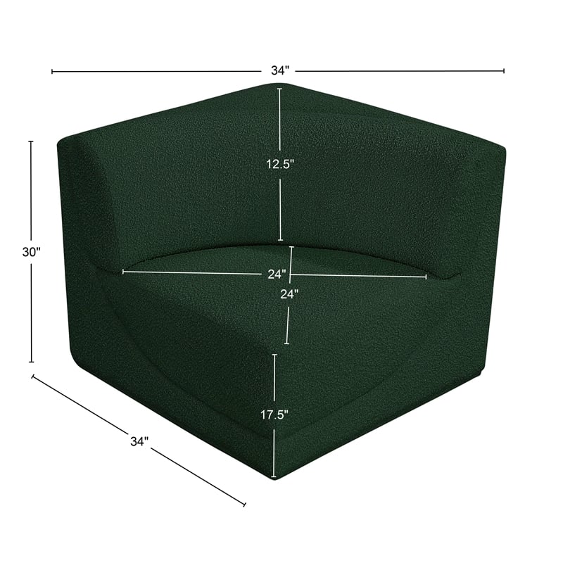 Meridian Furniture Ollie Green Boucle Fabric Corner