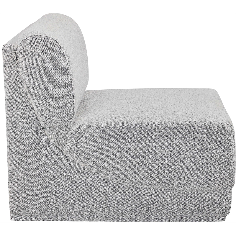Meridian Furniture Ollie Grey Boucle Fabric Armless