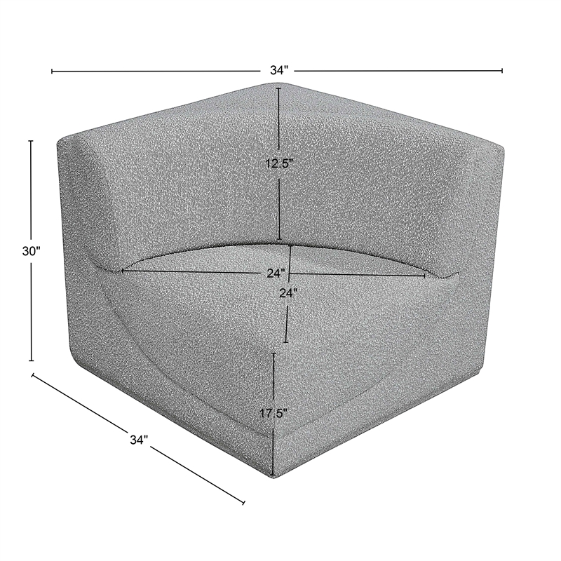 Meridian Furniture Ollie Grey Boucle Fabric Corner