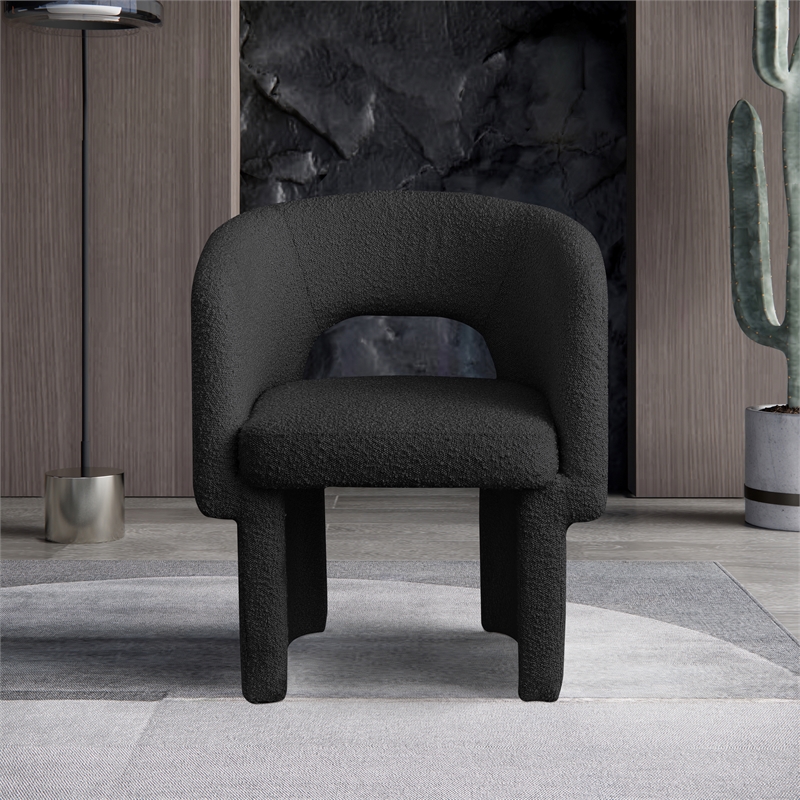 Meridian Furniture Emmet Black Boucle Fabric Dining Chair / Accent Chair