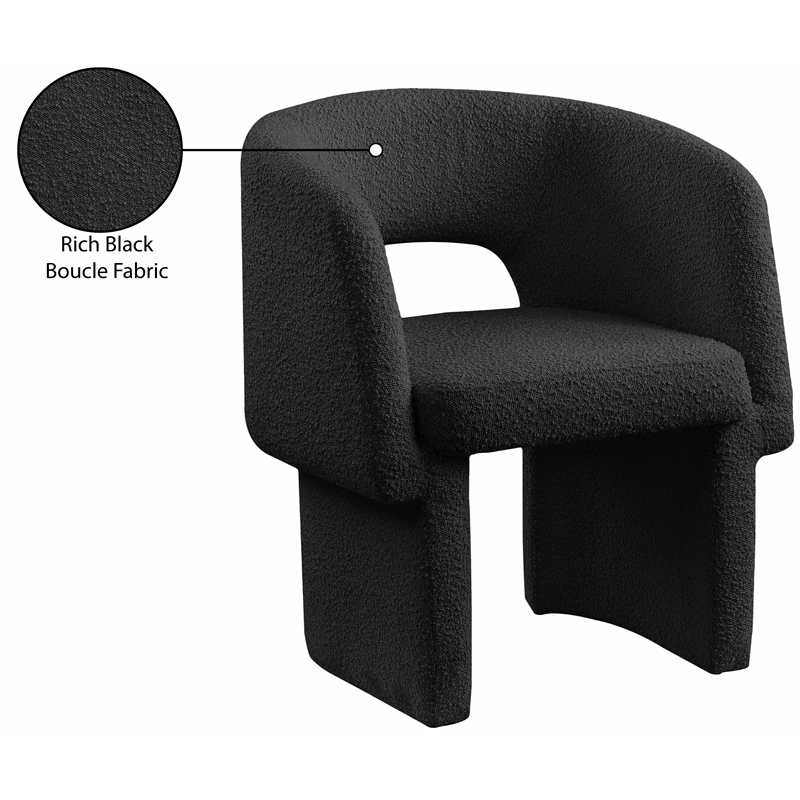 Meridian Furniture Emmet Black Boucle Fabric Dining Chair / Accent Chair