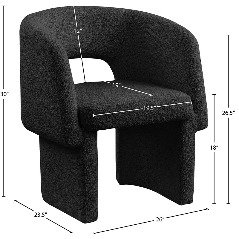 Meridian Furniture Emmet Black Boucle Fabric Dining Chair / Accent Chair