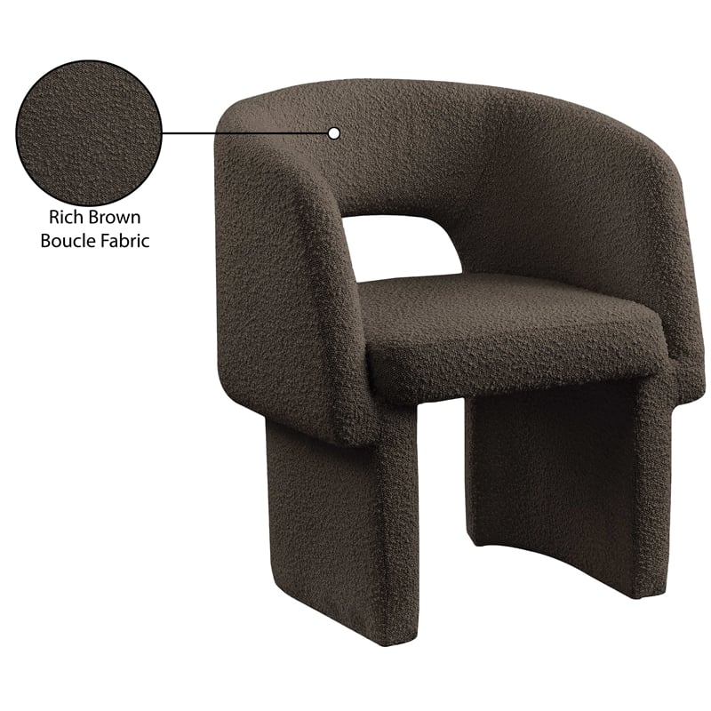 Meridian Furniture Emmet Brown Boucle Fabric Dining Chair / Accent Chair