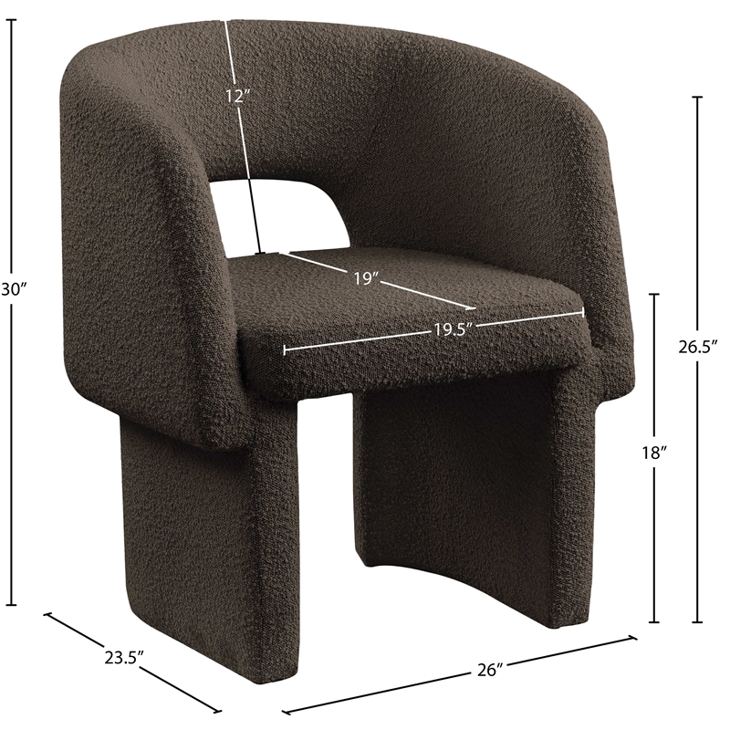Meridian Furniture Emmet Brown Boucle Fabric Dining Chair / Accent Chair