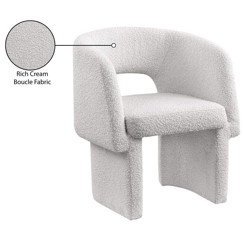 Meridian Furniture Emmet Cream Boucle Fabric Dining Chair / Accent Chair