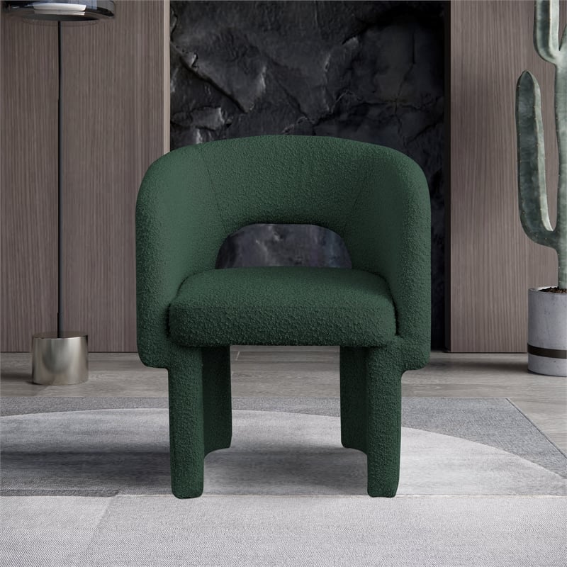 Meridian Furniture Emmet Green Boucle Fabric Dining Chair / Accent Chair