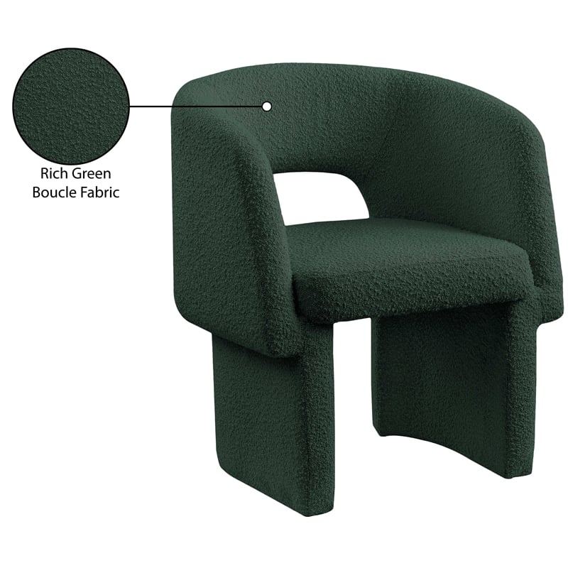 Meridian Furniture Emmet Green Boucle Fabric Dining Chair / Accent Chair