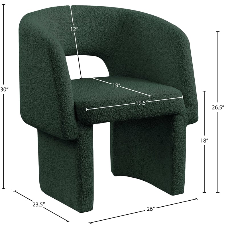 Meridian Furniture Emmet Green Boucle Fabric Dining Chair / Accent Chair