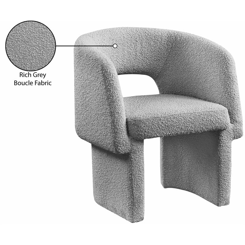 Meridian Furniture Emmet Grey Boucle Fabric Dining Chair / Accent Chair
