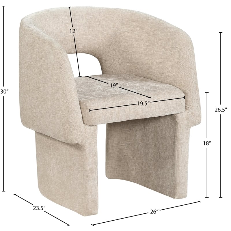Meridian Furniture Emmet Beige Chenille Fabric Dining Chair / Accent Chair
