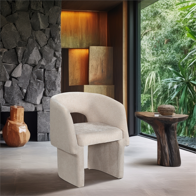 Meridian Furniture Emmet Beige Chenille Fabric Dining Chair / Accent Chair