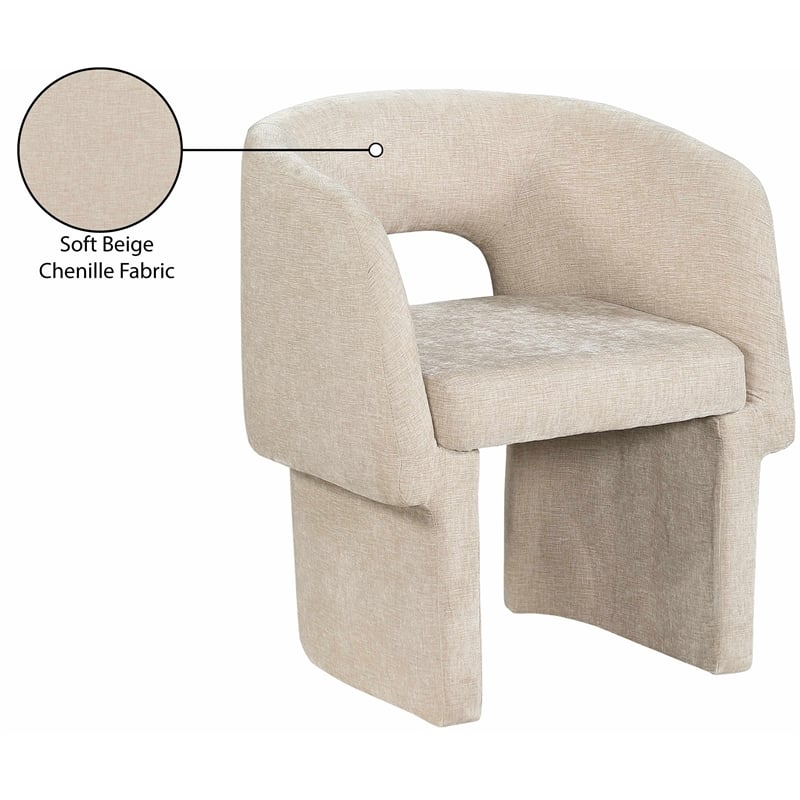 Meridian Furniture Emmet Beige Chenille Fabric Dining Chair / Accent Chair
