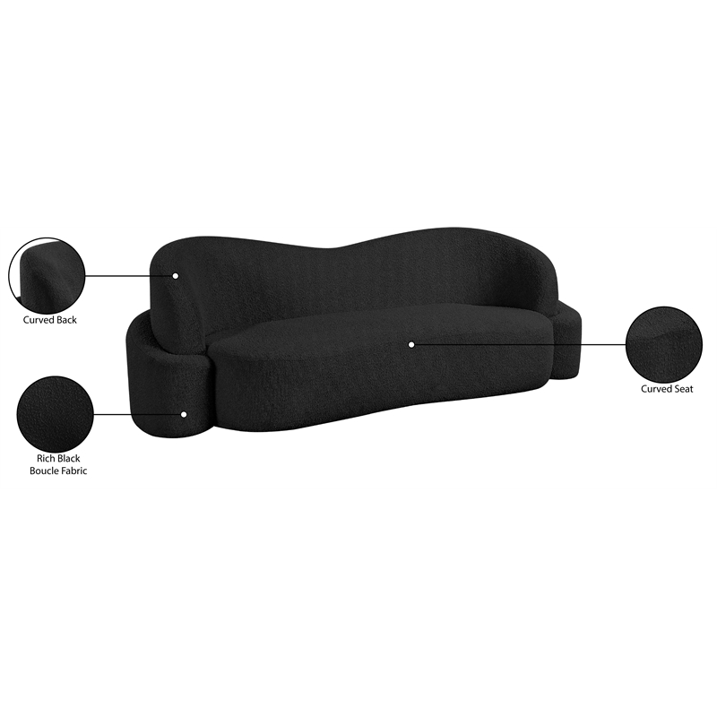 Meridian Furniture Principessa Black Boucle Fabric Sofa