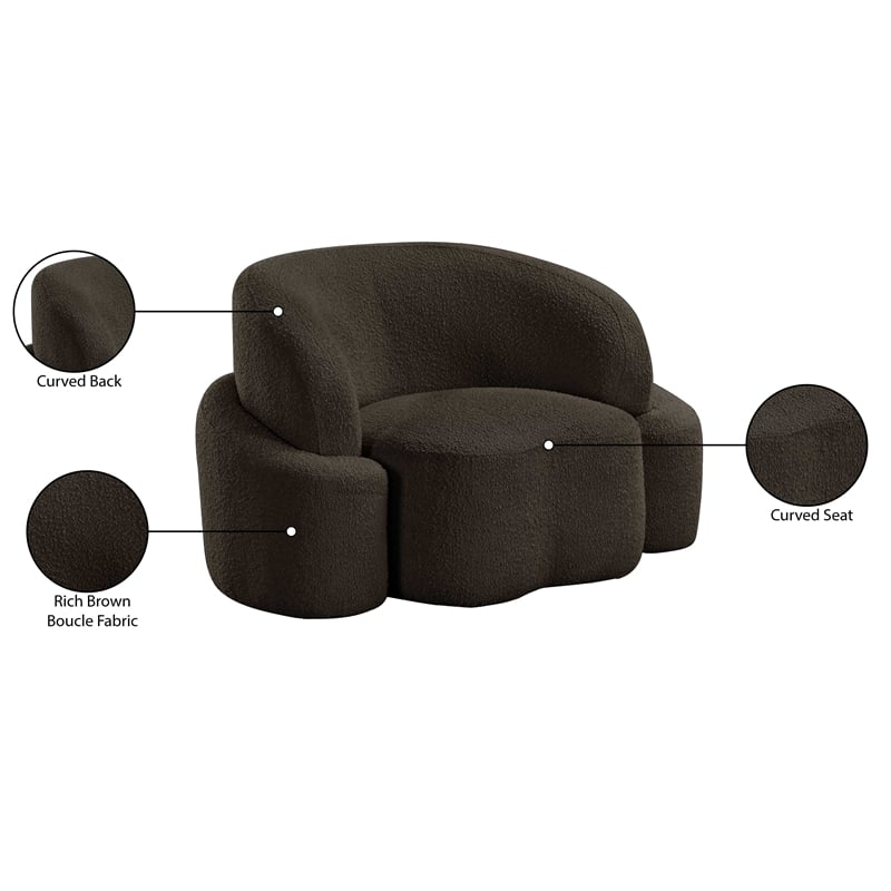 Meridian Furniture Principessa Brown Boucle Fabric Chair