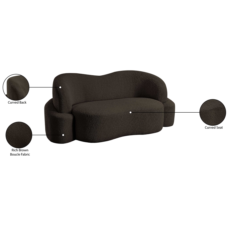 Meridian Furniture Principessa Brown Boucle Fabric Loveseat
