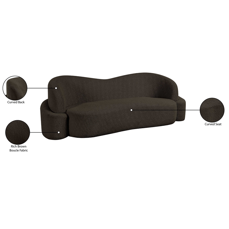 Meridian Furniture Principessa Brown Boucle Fabric Sofa