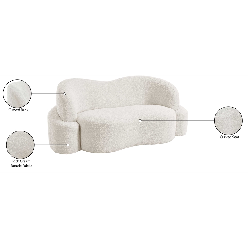 Meridian Furniture Principessa Cream Boucle Fabric Loveseat