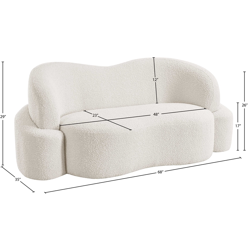 Meridian Furniture Principessa Cream Boucle Fabric Loveseat