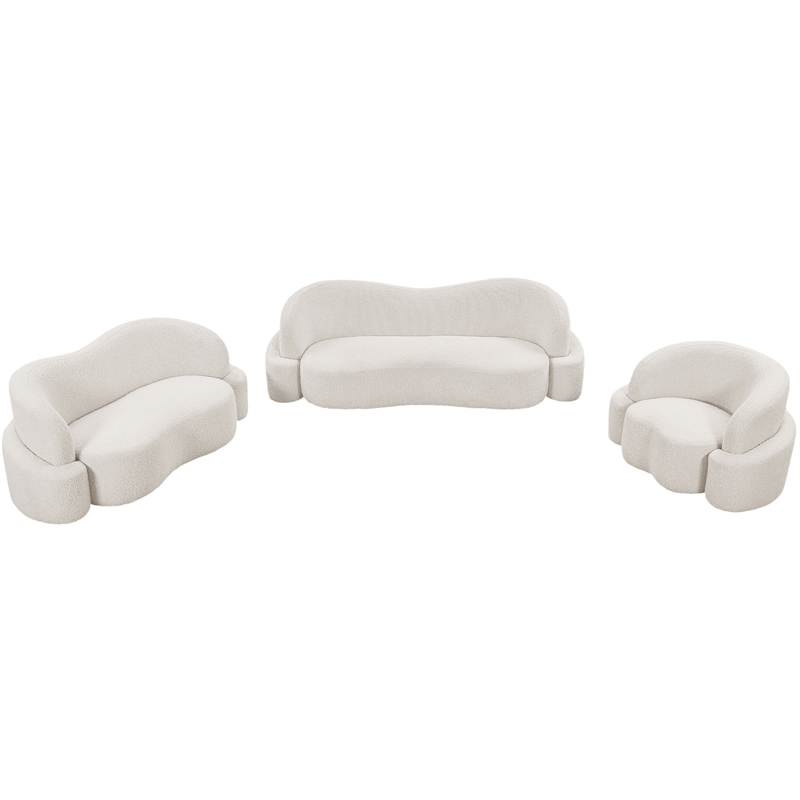 Meridian Furniture Principessa Cream Boucle Fabric Sofa