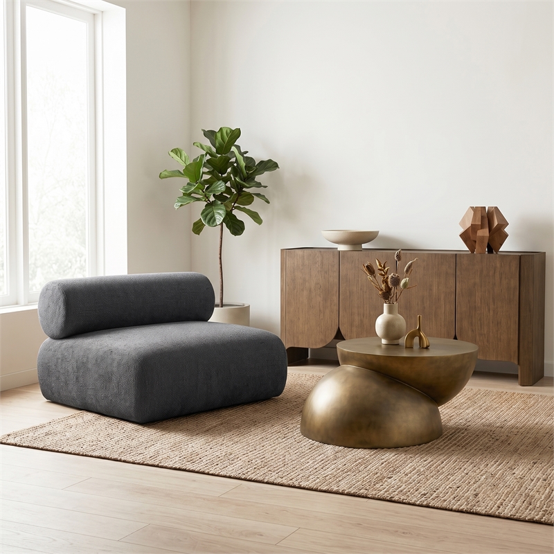 Meridian Furniture Bale Grey Chenille Fabric Modular Armless Chair