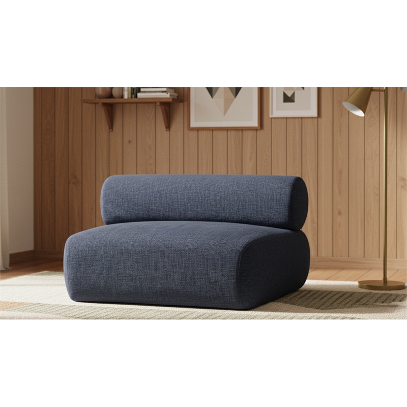Meridian Furniture Bale Navy Chenille Fabric Modular Armless Chair
