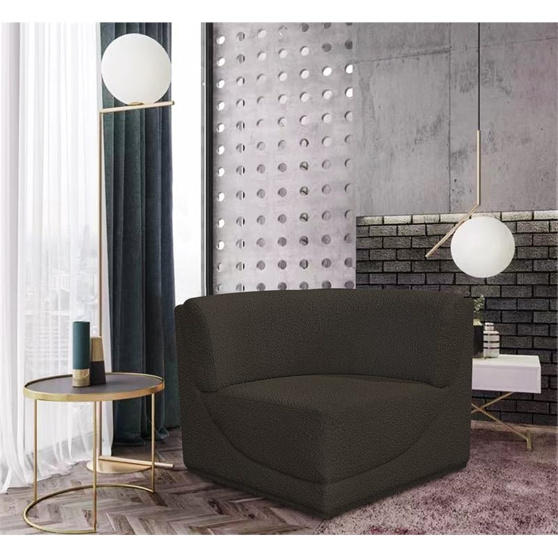 Meridian Furniture Ollie Brown Boucle Fabric Corner