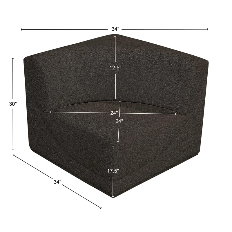 Meridian Furniture Ollie Brown Boucle Fabric Corner