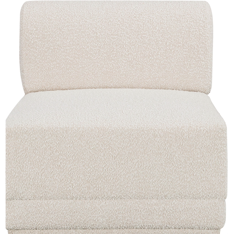 Meridian Furniture Ollie Cream Boucle Fabric Armless