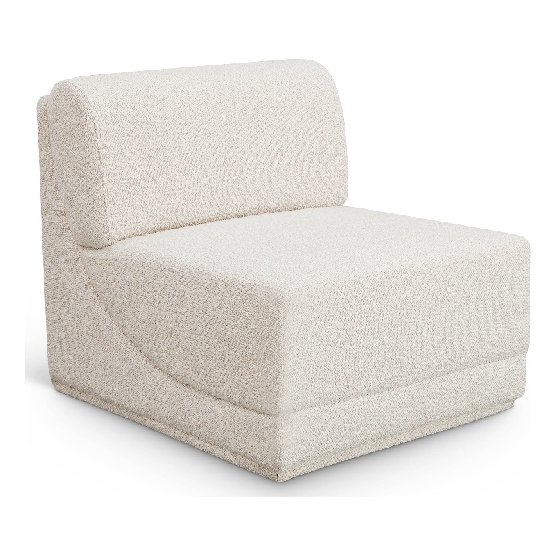 Meridian Furniture Ollie Cream Boucle Fabric Armless