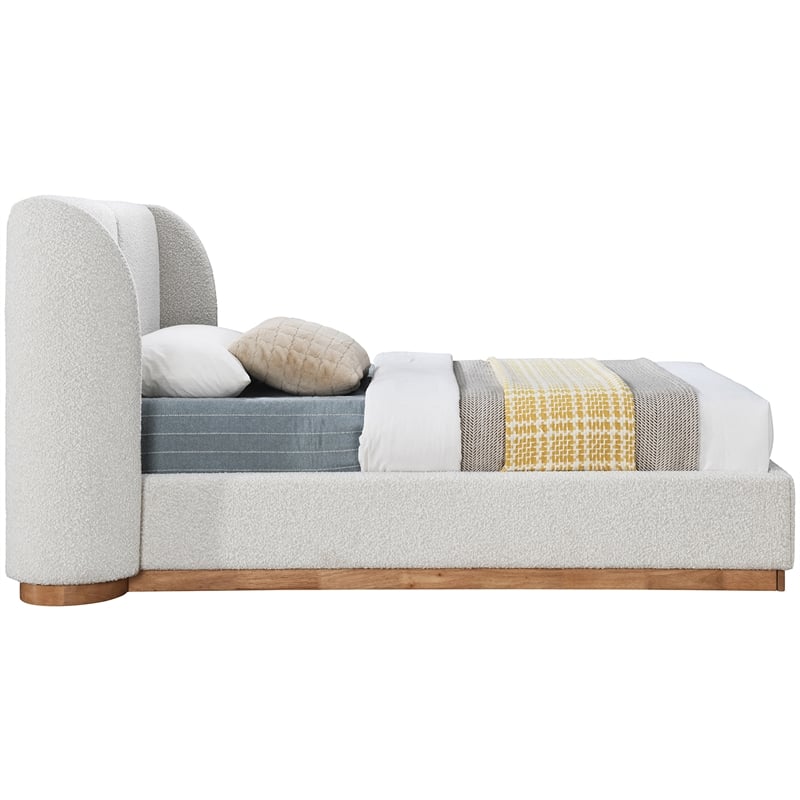 Meridian Furniture Jardin Cream Boucle Fabric Twin Bed