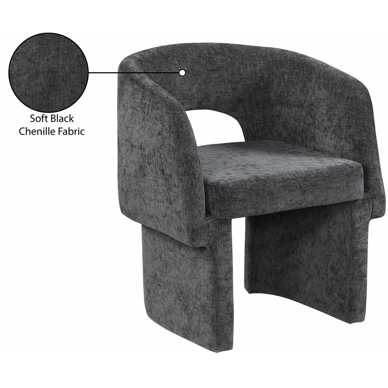 Meridian Furniture Emmet Black Chenille Fabric Dining Chair / Accent Chair