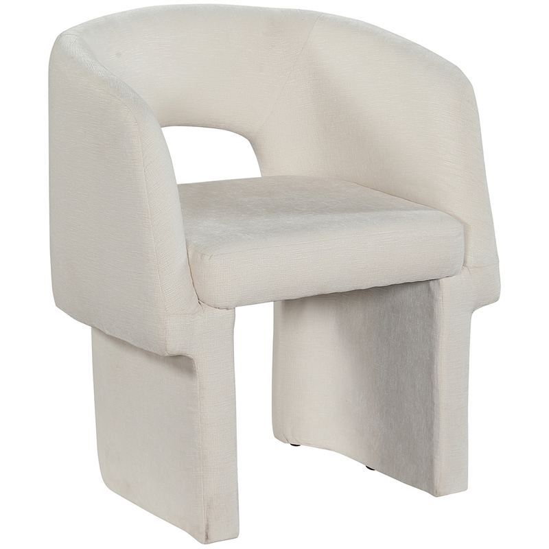 Meridian Furniture Emmet Cream Chenille Fabric Dining Chair / Accent Chair