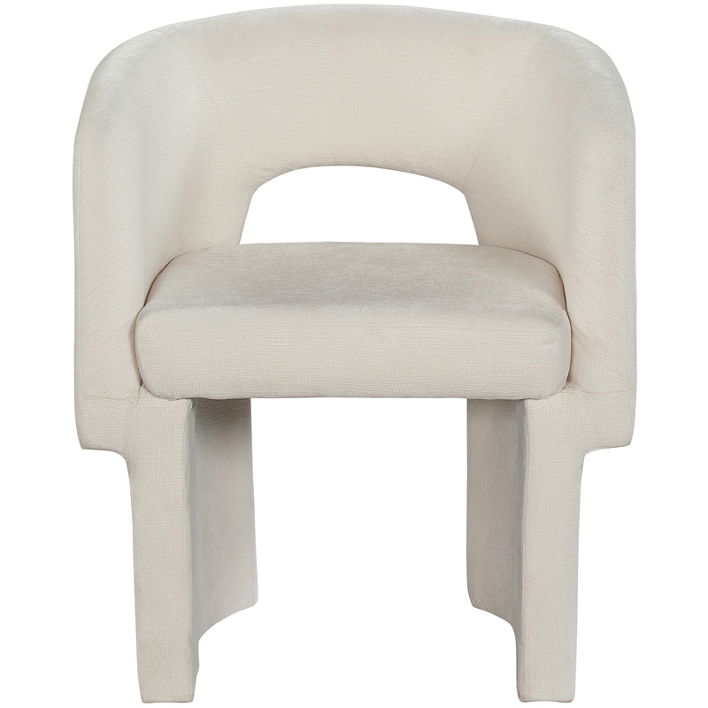 Meridian Furniture Emmet Cream Chenille Fabric Dining Chair / Accent Chair