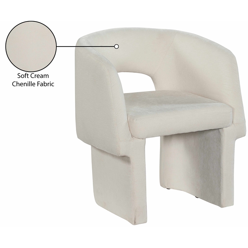 Meridian Furniture Emmet Cream Chenille Fabric Dining Chair / Accent Chair